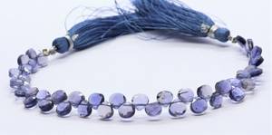 Perles de pierre précieuse Iolite naturelle facettée en forme de cœur, 4,5x5 mm, 8 pouces, pour la création de bijoux - Product Image 4
