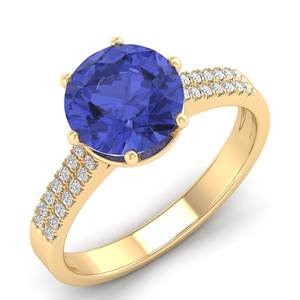 Anillos de compromiso de oro macizo de 14 quilates con diamantes de diseño elegante REYES para mujer, regalo de boda con piedra preciosa de tanzanita de lujo, joyería fina - Product Image 2