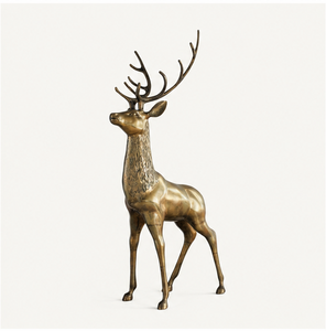 Majestic Handcrafted Golden Brass Deer Statue Elegant Metal Reindeer Sculpture For <b>Christmas</b> Holiday Decor & Luxury Home Accent - Product Image 1