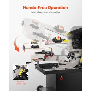 Sierra de cinta horizontal para metal de 1.1 kW, corte vertical de 0-45°, capacidad de corte rectangular de 7 x 8.25, 110/220V - Product Image 6