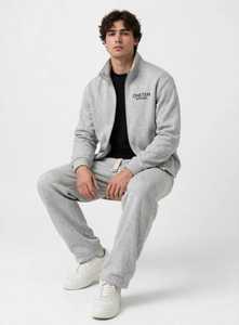 Ensemble de survêtement 2-en-1 pour homme ONETEN APPAREL, gris clair, imprimé, demi-zip, tenue décontractée et sportive pour l'automne - Product Image 6