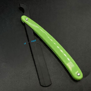 Rasoir de barbier droit à manche en plastique, rasoir de rasage durable, couteau pliant à lame fixe avec logo personnalisé - Product Image 5