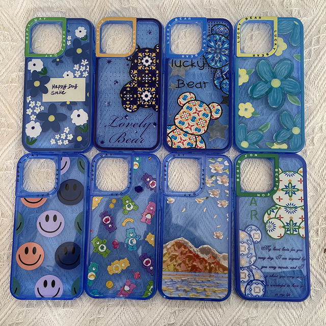 Competitive Price Antishock Pop Design Soft Clear Blue TPU Phone Fundas for Infinix Hot 30i 20s 12i