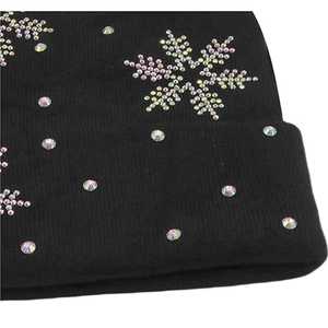 Gorro de punto acanalado de cristal negro al por mayor, gorro de invierno unisex suave y cálido, gorro elástico tipo calavera, gorro con logo personalizado - Product Image 2