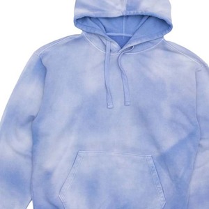Sudadera con capucha azul tie-dye para hombre, informal, con bolsillo canguro y cordón ajustable - Product Image 4