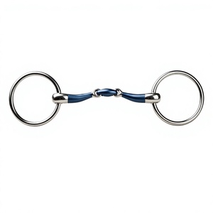 Bocado de caballo articulado de esmalte azul de alta resistencia para entrenamiento ecuestre - Product Image 4