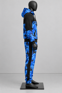 Blue Black <b>Camouflage</b> <b>Tracksuit</b> Set Zip Up Hoodie Jogger Pants Breathable Quick Dry Casual Sportswear - Product Image 4