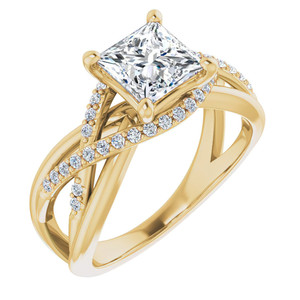 แหวนหมั้นเพชรทรงปรินเซสคัทแบบอินฟินิตี้ ดีไซน์ธรรมชาติ ทองคำแท้ 18k/22k หลายวง สำหรับผู้หญิงและเด็กผู้หญิง - Product Image 5