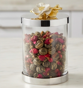 Elegant Silver Color Canister Glass Food <b>Storage</b> Containers With Decorative <b>Tabletop</b> Design Ideal For Kitchenware Use - Product Image 3