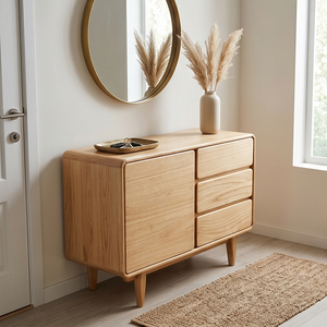 Modern Solid Wood Chest Of <b>Drawers</b> <b>With</b> Rounded Corners And Three <b>Drawers</b> One Cabinet <b>Storage</b> Dresser Scandinavian Design - Product Image 5