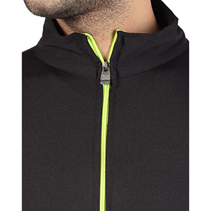 Survêtement pour homme noir à manches longues, couleur unie, col montant, vêtement décontracté, respirant, polyester, coupe classique, automne - Product Image 5