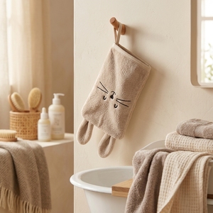 Guante de Lavado Bordado con Diseño de Animales, Paño de Felpa Suave para Baño de Bebés, Ideal para Boutiques, Tiendas de Regalos, Guarderías y Surtidos de Artículos para Bebés - Product Image 2