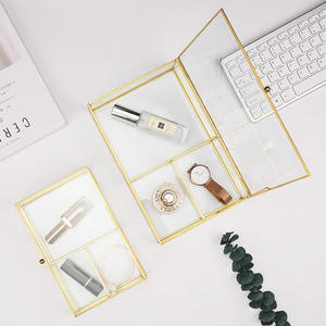 Decorative Metal Frame Clear Glass Jewelry Storage <b>Box</b> Hinged Lid <b>Trinket</b> Organizer Elegant Keepsake Display Container for Dress - Product Image 6