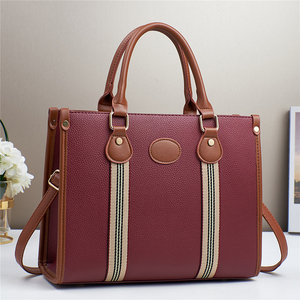 Genuine Leather Work Tote Bag Solid Color Open Top Minimalist Style for Daily Use Leather Work Tote Bag - Product Image 3
