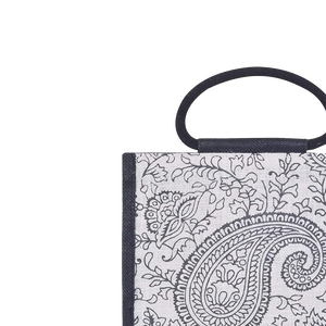 Sacs à provisions en toile de jute teintée et écologique personnalisée, poignée rembourrée tissée, motif géométrique, impression sans azo pour les promotions - Product Image 4