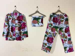 Conjunto de pijama de algodón hecho a mano en India, ropa de dormir de algodón suave, traje de noche con estampado floral de algodón hecho a mano, conjunto de ropa de estar Jaipuri. - Product Image 5