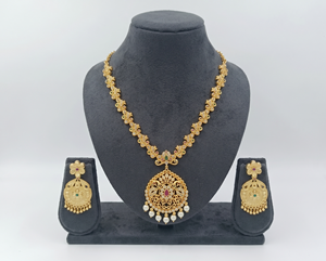 Ensemble collier et boucles d'oreilles Divyoro Classic plaqué or 24 carats en cuivre et laiton pour femmes, bijoux de mariage - Product Image 1