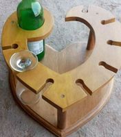 Présentoir à vin de luxe moderne en bois en forme de bateau, support pour 5 verres et carafe, présentoir de bouteilles sur comptoir, capacité 750 ml, idéal pour les fêtes