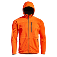 Veste de chasse d'hiver imperméable, coupe-vent, respirante, en softshell, couleur orange vif, à capuche, pour activités de plein air, Lawd Sports