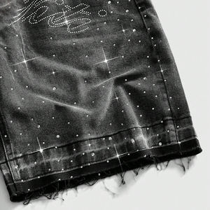 Shorts de mezclilla lavados personalizados, estilo urbano, con dobladillo sin rematar, informales, de verano, color liso, ecológicos, transpirables, de cintura media, servicio OEM - Product Image 5