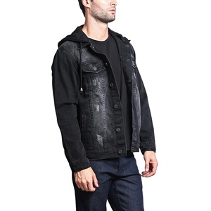 Wholesale Vintage Denim Jacket Custom Embroidery Logo Stand Wool Shell Standard Thickness 100% Cotton Winter Jacket Unisex - Product Image 2