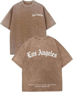 เสื้อยืดกราฟิกทรงโอเวอร์ไซส์สไตล์วินเทจลายกรดสำหรับผู้ชาย แนวสตรีทแวร์ลำลองจากลอสแอนเจลิส - Product Image 1