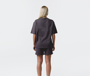T-shirt à manches courtes col rond gris foncé pour femme, coupe ample, style décontracté, tissu jersey 100% coton, à porter toute l'année - Product Image 2