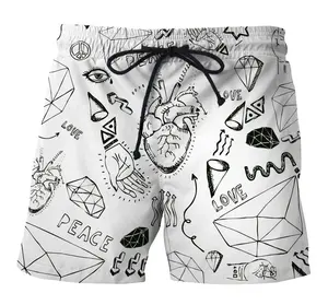 Short de plage pour hommes, imprimé complet et sublimation, sous-vêtements courts, personnalisés, pour surf de plage