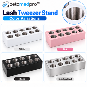 Soporte para Pinzas de Pestañas, Blanco, Acero Inoxidable, Organizador de Pinzas para Extensión de Pestañas, Herramienta de Salón de Belleza ZETOMEDPRO - Product Image 5