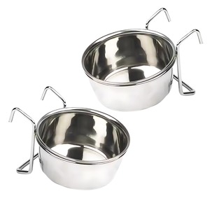 Tazón de Acero Inoxidable para Comida y Agua de Mascotas con Gancho, Comedero Colgante Redondeado para Perros, Pájaros, Loros, Gatos y Conejos - Product Image 1