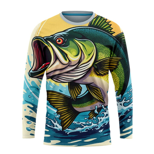 Camiseta de Pesca de Manga Larga Sublimada con Protección Solar UPF 50, Transpirable, 100% Poliéster, con Logotipo Personalizado, Nueva Llegada - Product Image 1