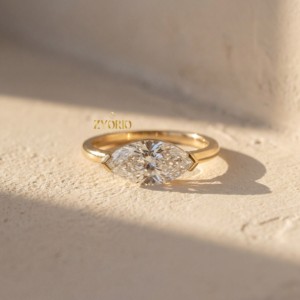 18K Gold Marquise Cut Lab Grown Diamond Engagement <b>Ring</b> <b>Solitaire</b> Wedding <b>Ring</b> Women Fine Jewelry Custom Diamond <b>Ring</b> - Product Image 4