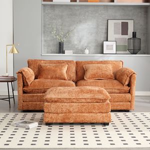 UNITED WE WIN Divano Doppio Oversize in Tessuto Chenille con Braccioli Rimovibili, Tasche Laterali e Imbottitura in Spugna ad Alta Densità per Soggiorno - Product Image 4