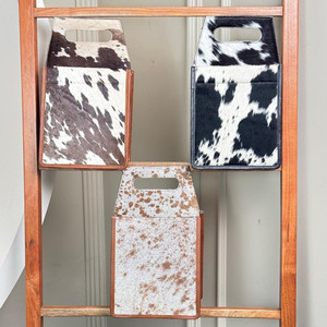 Paquete de 6 soportes de piel de vaca personalizados de fábrica para exteriores, carrito de vino y cerveza de gran capacidad personalizado de alta calidad con asa - Product Image 5