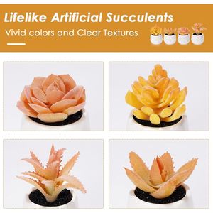Macetas con Suculentas Artificiales Realistas Color Naranja, Pequeñas Plantas Artificiales para la Oficina en Casa o el Escritorio de Mujeres - Product Image 2