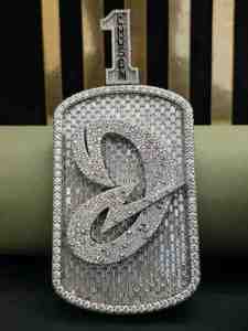 Pendentif personnalisé serti de diamants avec un numéro, en argent sterling 925 plaqué, diamant de laboratoire, bijoux hip-hop - Product Image 2