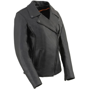 Chaqueta de Motociclista Clásica de Cuero Premium para Mujer, Estilo MC, SAMROZ SPORTS - Product Image 4