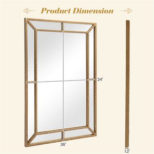 Specchio da Parete Decorativo 91x61 cm ad Alta Definizione Senza Distorsioni con Cornice in Metallo Dorato - Product Image 5