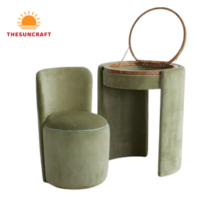 Beautiful Girls Modern <b>Vanity</b> <b>Desk</b> - Oak Wood Corner Makeup Table with Mirror & Chair Set Cheap Prices - Product Image 1