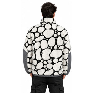 Veste polaire zippée pour homme, dernier design, en fausse fourrure épaisse, motif géométrique, col montant, style streetwear hiver, en polaire sherpa - Product Image 4
