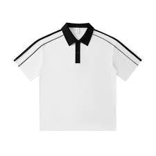 Polo blanc surdimensionné Micah Corp avec col contrastant noir, manches à double rayure, logo personnalisé, coupe ample - Product Image 2