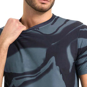 Men's Gray <b>Abstract</b> <b>Print</b> Quick Dry Sport T-Shirt Short Sleeve O-Neck Slim Fit Knitted Polyester Sublimation Transfer <b>Print</b> - Product Image 4