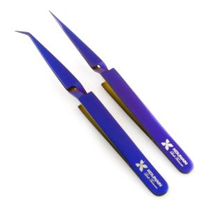 KOUNAIN pince à épiler d'extension de cils en acier inoxydable violet de haute précision pointes fines courbes droites pour un ramassage pratique du ventilateur - Product Image 2