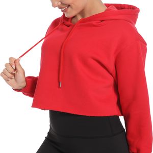 Wholesale Women Crop Hoodie Custom Fleece Pullover Sweatshirt <b>Long</b> <b>Sleeve</b> Casual Fitness Streetwear Private Label Clothing - Product Image 1