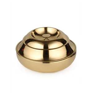 Tazón de Metal Dorado Pulido con Tapa, Diseño Moderno para Servir Alimentos, Apto para Lavavajillas, Estilo Mets Storage - Product Image 1