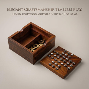 Élégant plateau de jeu solitaire en bois de rose indien, design carré traditionnel, durable, pour table d'intérieur, décoration de la maison, utilisation en salle d'étude - Product Image 5