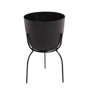 New Crafts Metal Planter Pot Modern Minimalist Black Plastic Flower Pots <b>For</b> Indoor Desk Plants Circular Design - Product Image 4