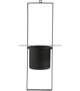 Maceta colgante de Metal negro duradero con soporte de hierro, jarrón de suelo para decoración de hogar y jardín, macetas y macetas de jardín con estilo - Product Image 1