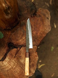 Couteau de cuisine industriel en acier Damas SHARP POINT TRADES, lame droite de 8 pouces, épaisseur 0,5 mm, manche en bois, biseau 2 - Product Image 1