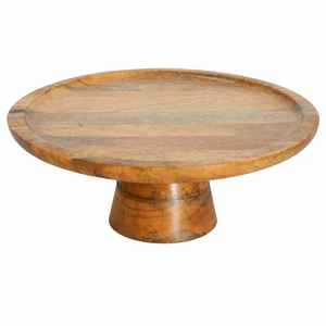 Support à gâteau rond en bois de luxe avec base sur pied, présentoir à dessert en bois naturel, support à gâteau en bois massif, mariage rustique - Product Image 1